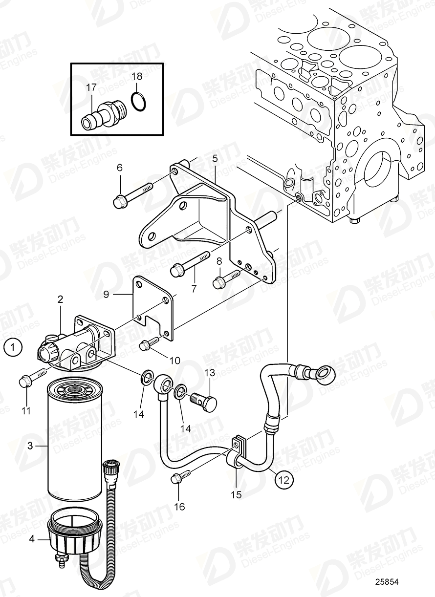 volvo penta Fuel filter kit 11110709 Drawing volvo penta Fuel filter kit 11110709 Drawing